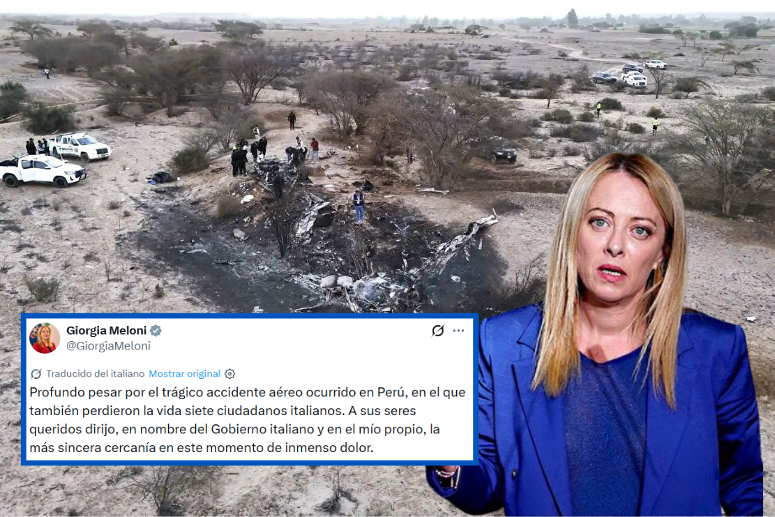 Primera ministra de Italia expresa su pesar por accidente de avioneta en Nasca